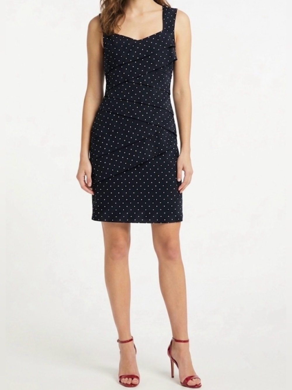 White House Black Market Mini Sheath Dress Black with Silver Accents Size 14